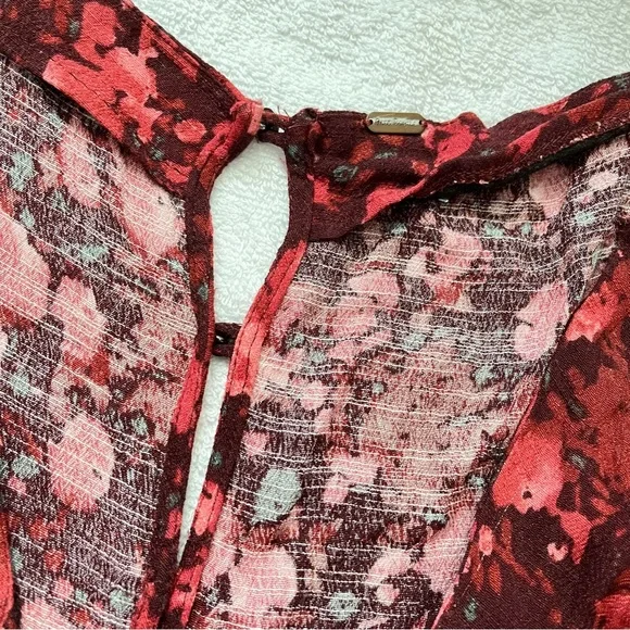 Free People Womens Maroon Berry Combo All The Right Ruffles Short Romper - Picture 5 of 11